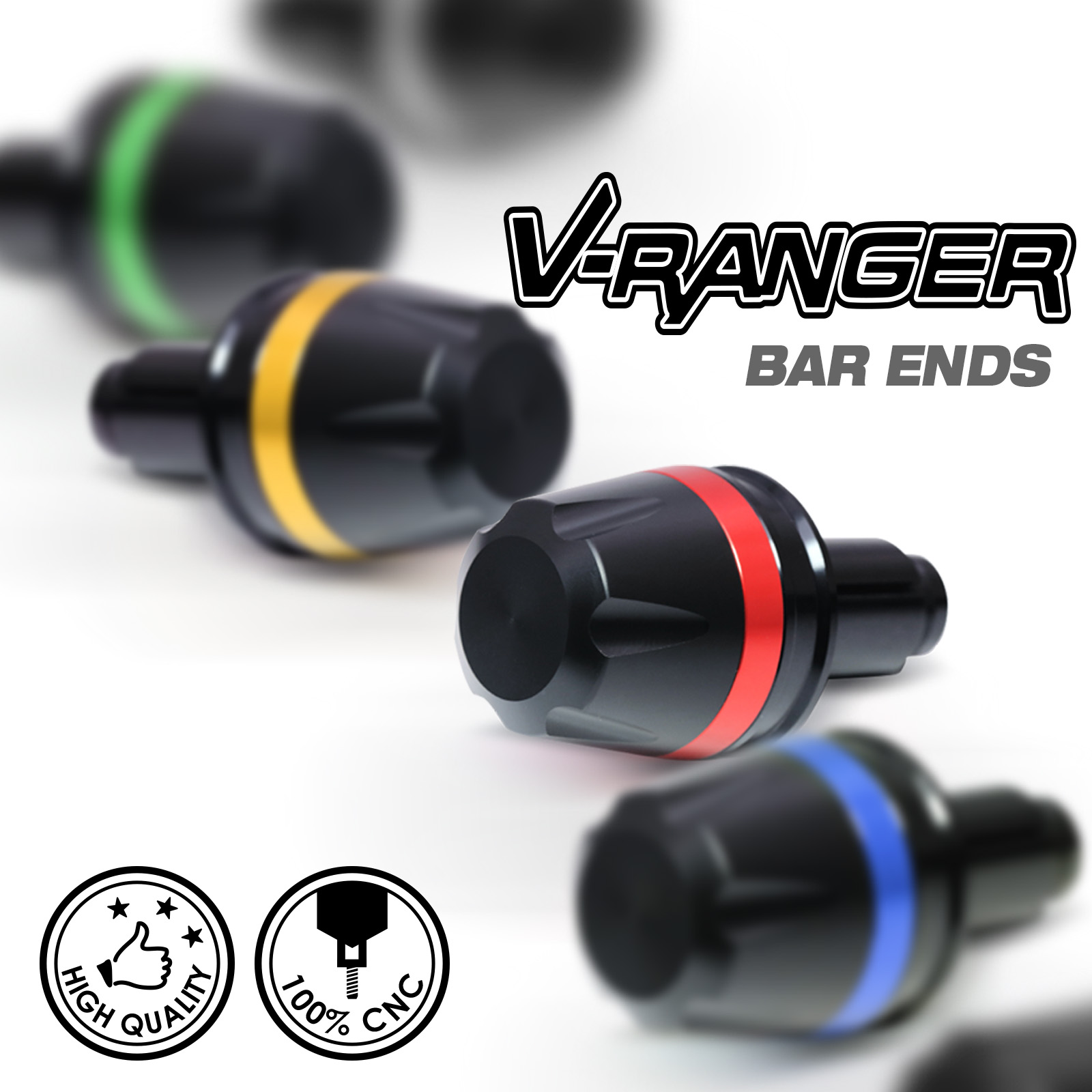 Red V-RANGER Handle Bar End Sliders For Kawasaki Z900 17-21 Red V-RANGER Handle Bar End Sliders For Kawasaki Z900 17-21