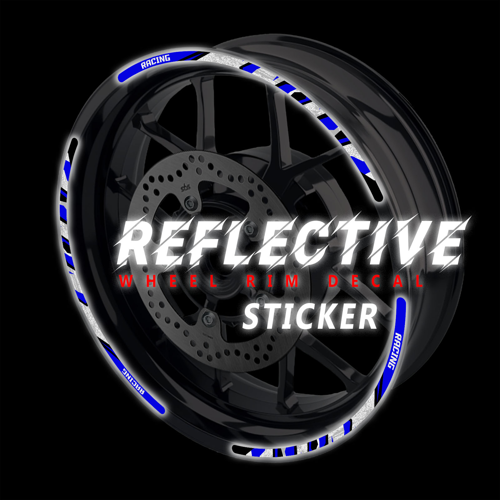 Shing02 ステッカー SH02 Blue 17 INCH REFLECTIVE RIM STICKER For Kawasaki Ninja ZX6R