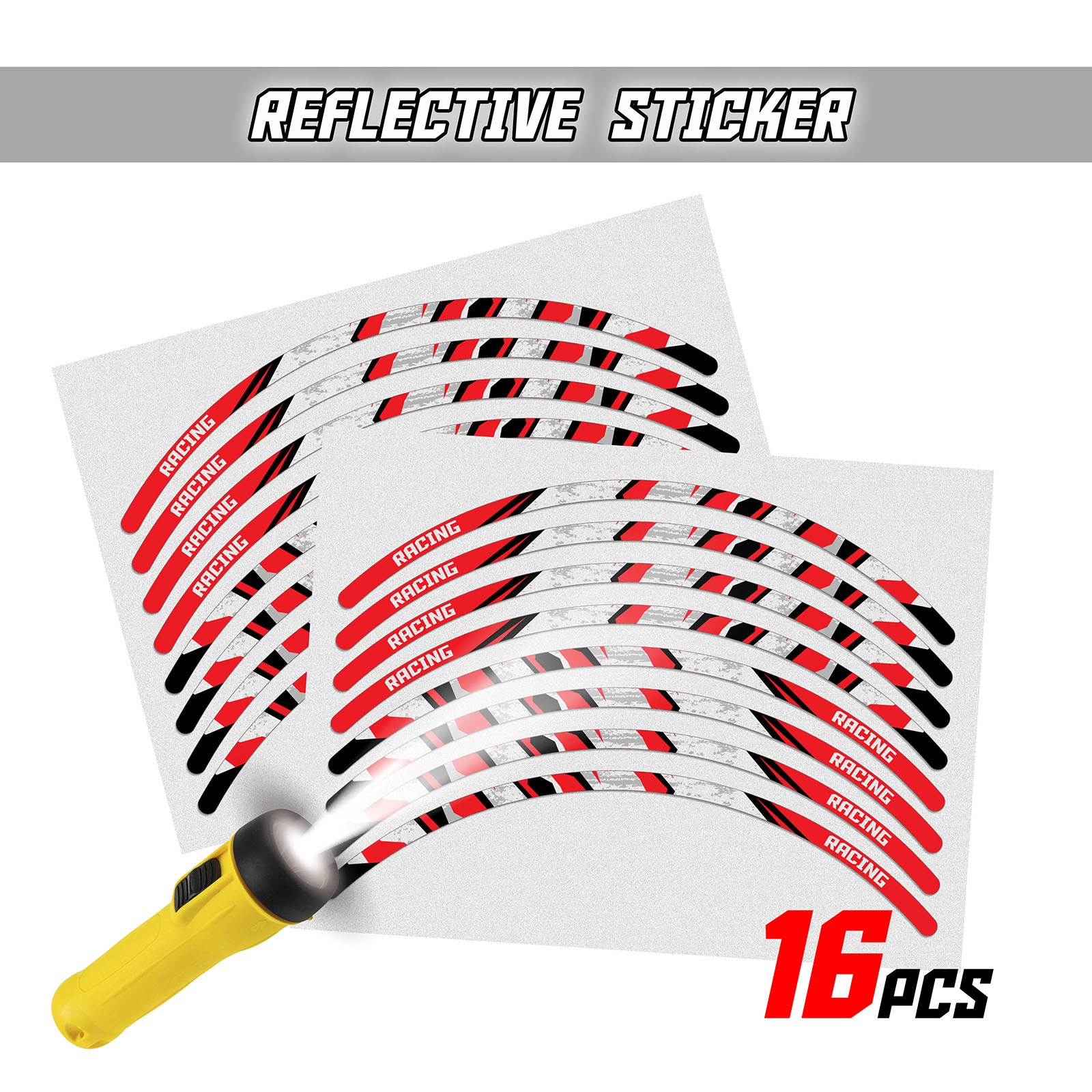 SH02 Red 17 INCH REFLECTIVE RIM STICKER For Kawasaki ZX10R Ninja