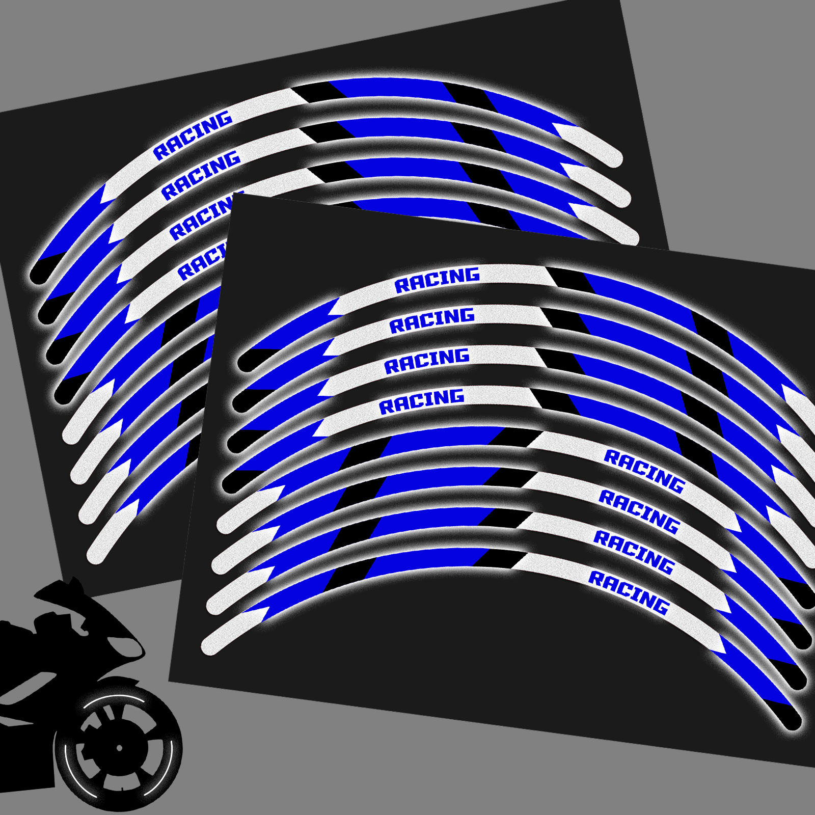 SH05 Blue 17 INCH REFLECTIVE RIM STICKER For Kawasaki ZX6RR Ninja