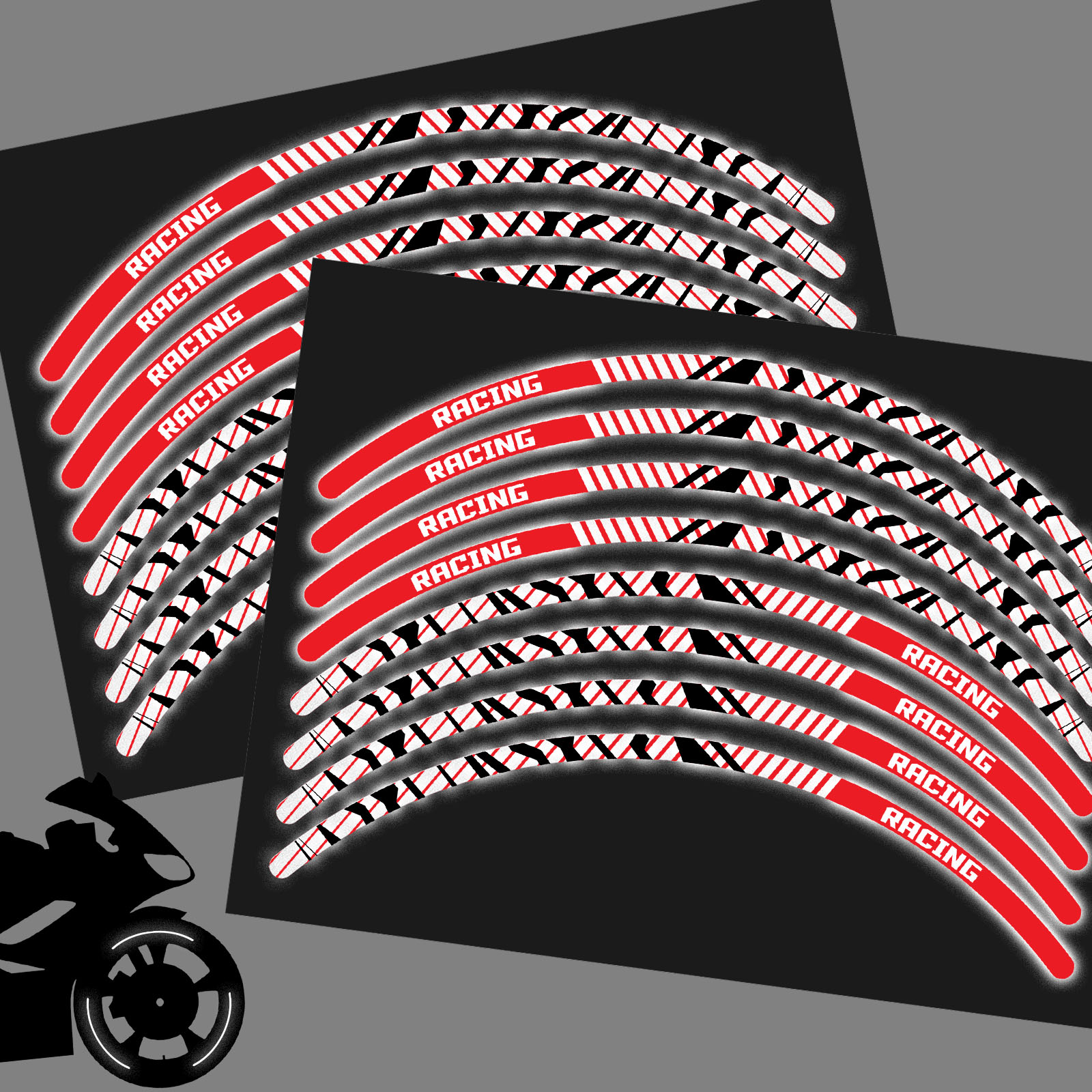 SH07 Red 17 INCH REFLECTIVE RIM STICKER For Kawasaki ZZR1400 16 17