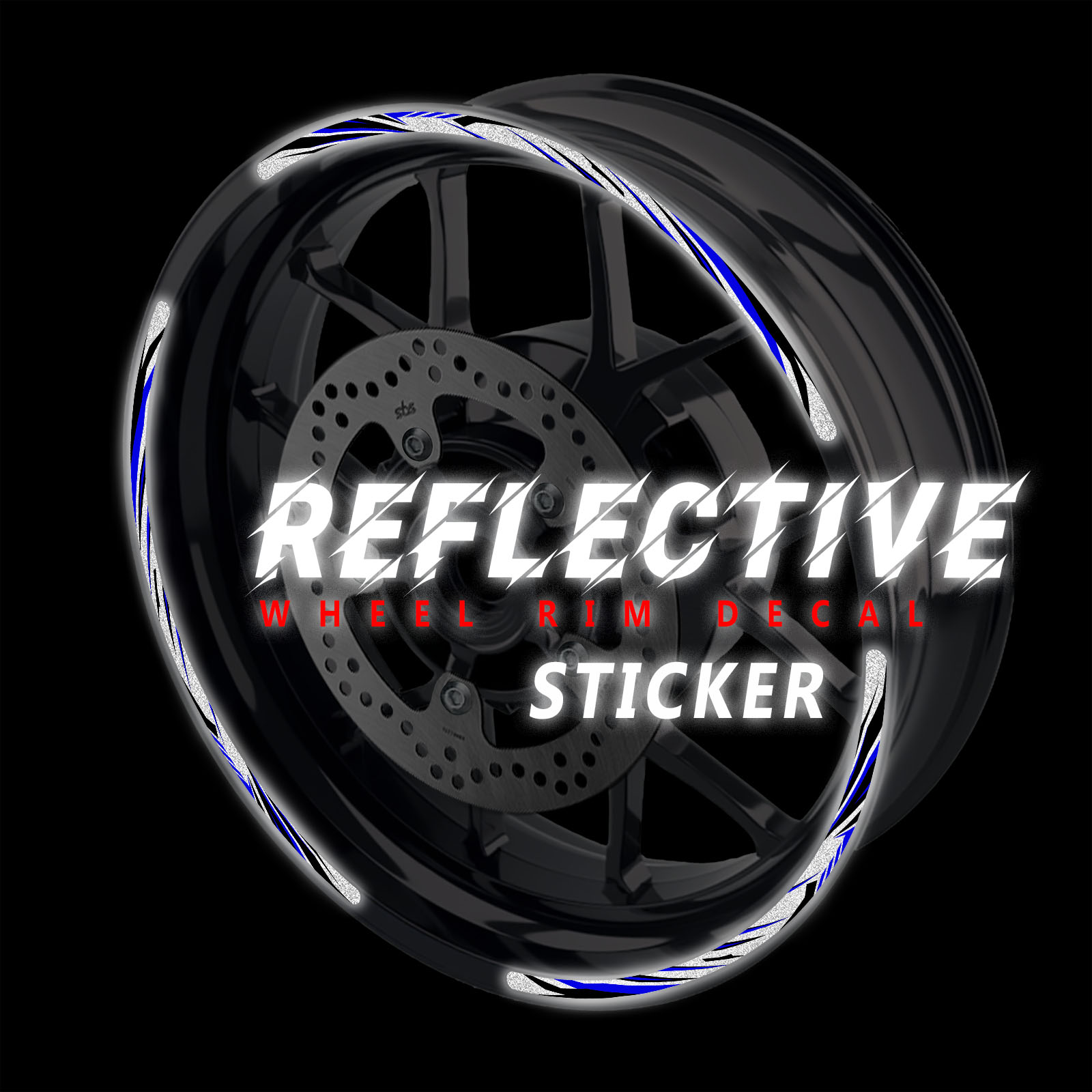 SH12 Blue 17 INCH REFLECTIVE RIM STICKER For Kawasaki Ninja ZX-14R