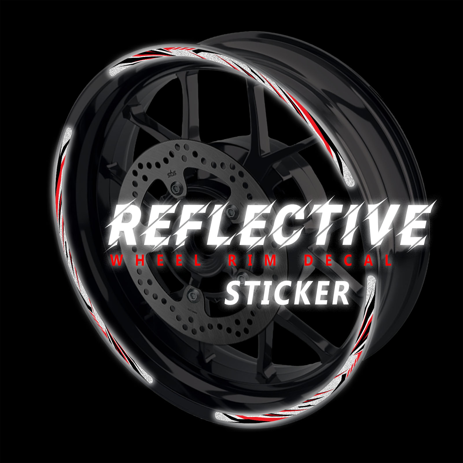 SH12 Red 17 INCH REFLECTIVE RIM STICKER For Kawasaki Ninja ZX6R 19