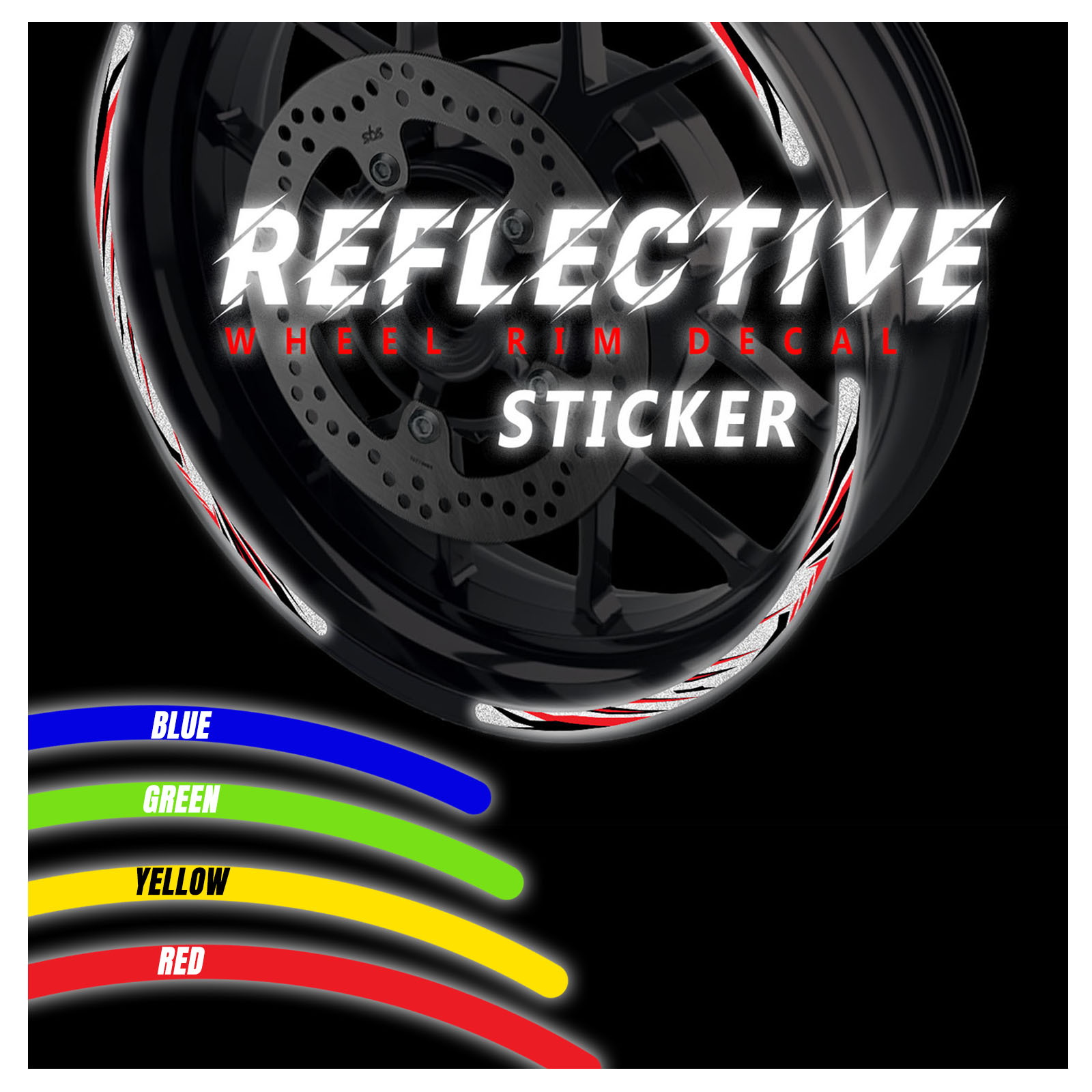 SH12 Red 17 INCH REFLECTIVE RIM STICKER For Kawasaki Ninja ZX-14R
