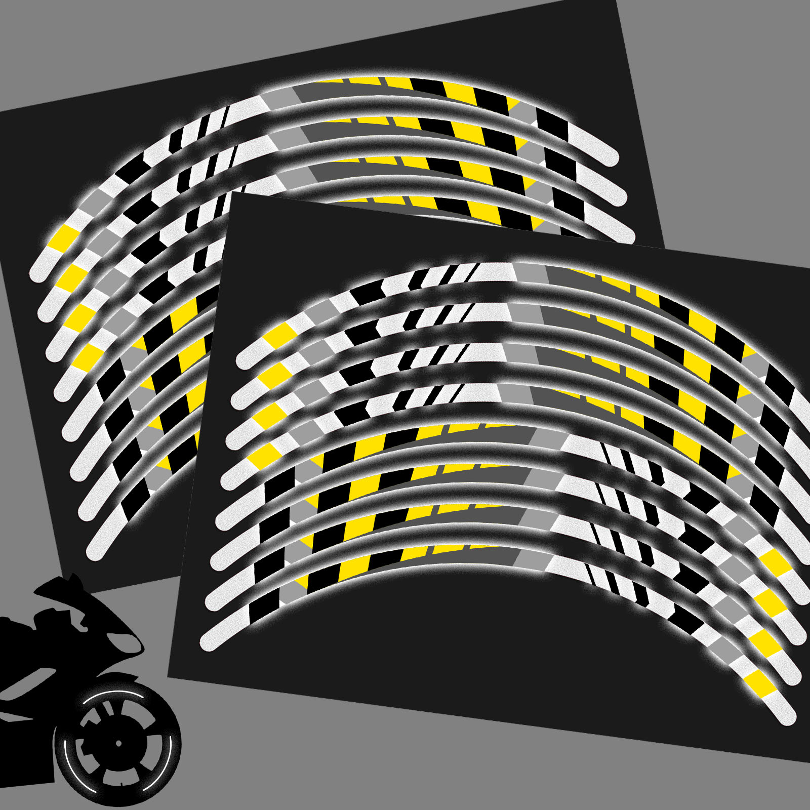 SH24 Yellow 17 INCH REFLECTIVE RIM STICKER For Kawasaki ZZR1400 17