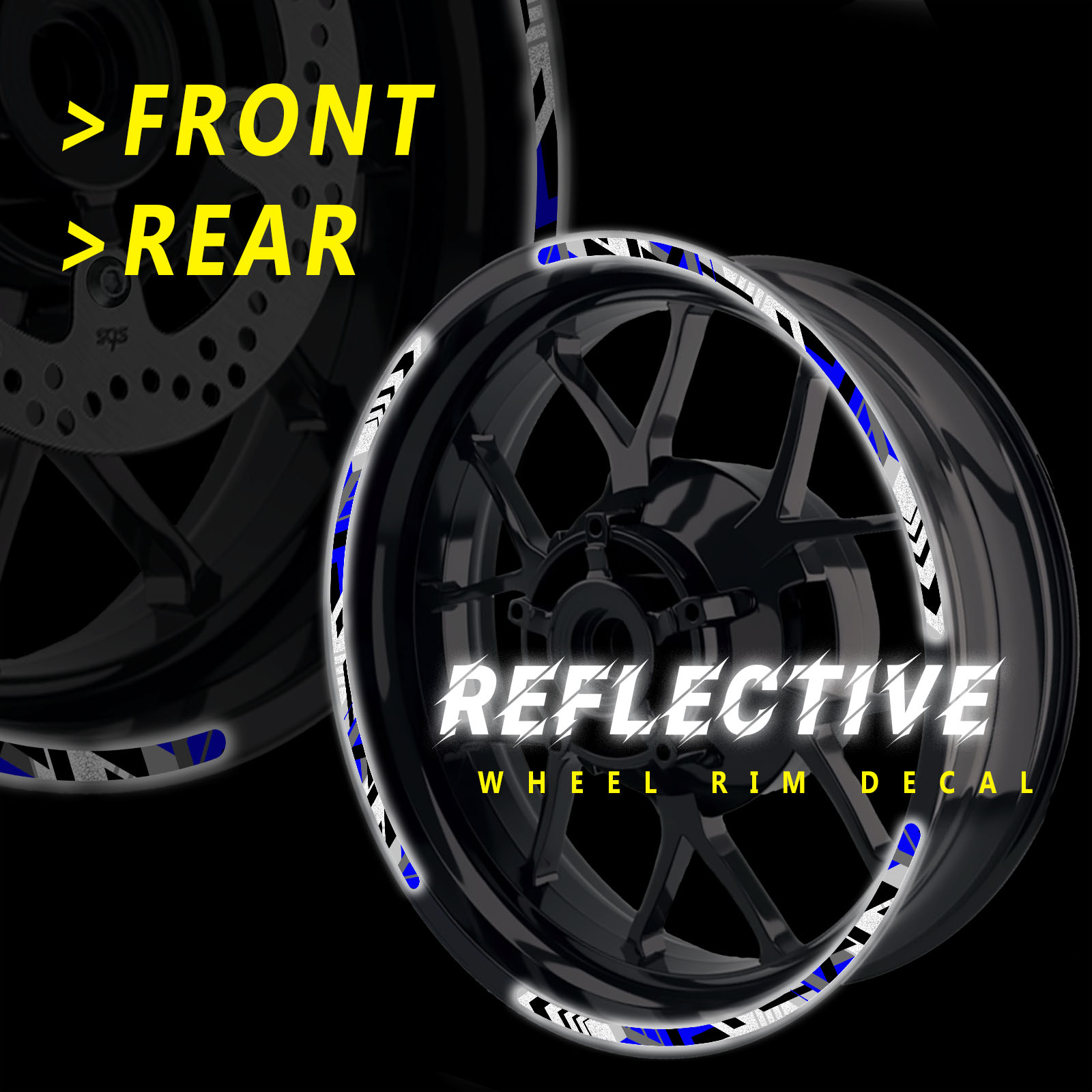 SH25 Blue 17 INCH REFLECTIVE RIM STICKER For Kawasaki Ninja 300 14