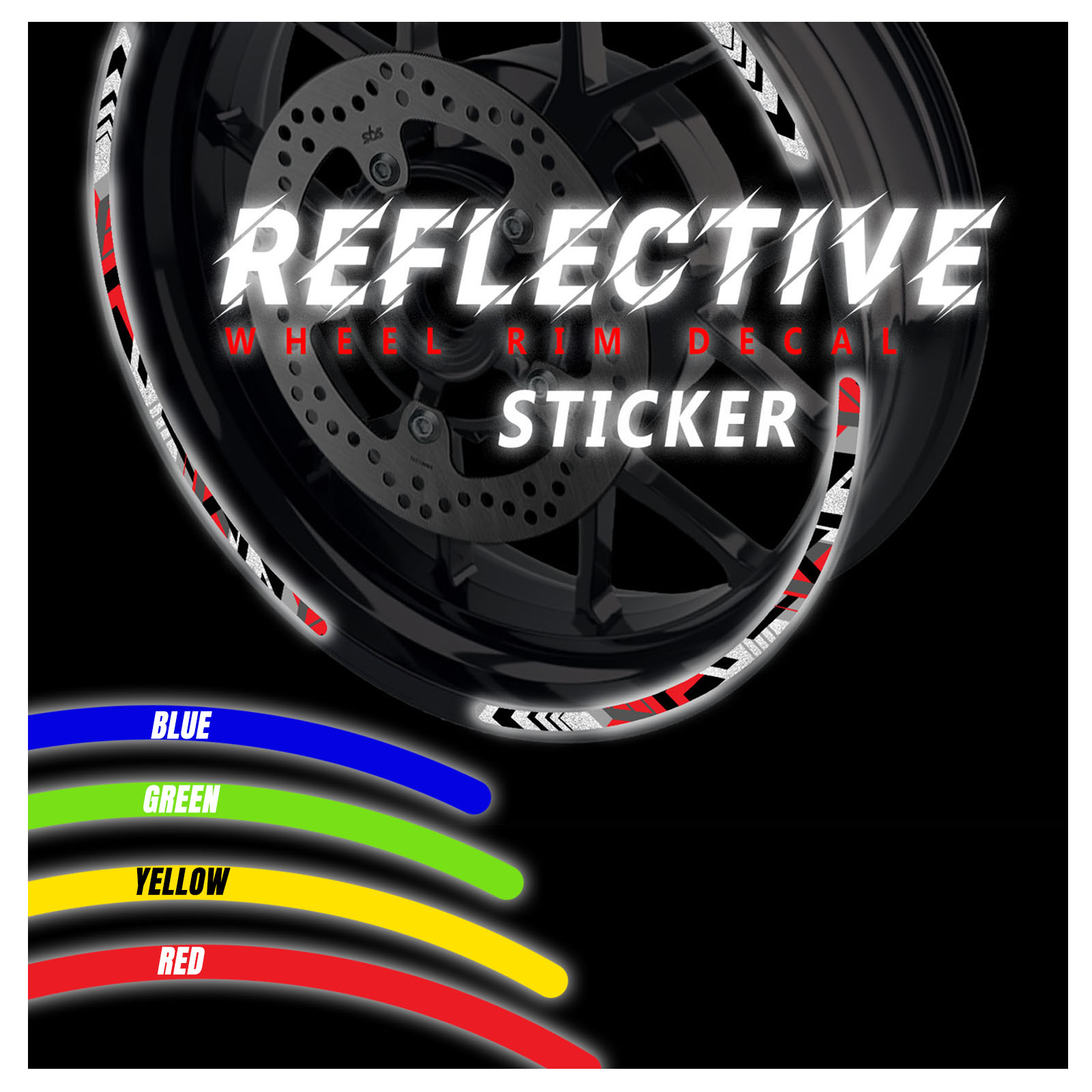 SH25 Red 17 INCH REFLECTIVE RIM STICKER For Kawasaki Z400 19 20 21