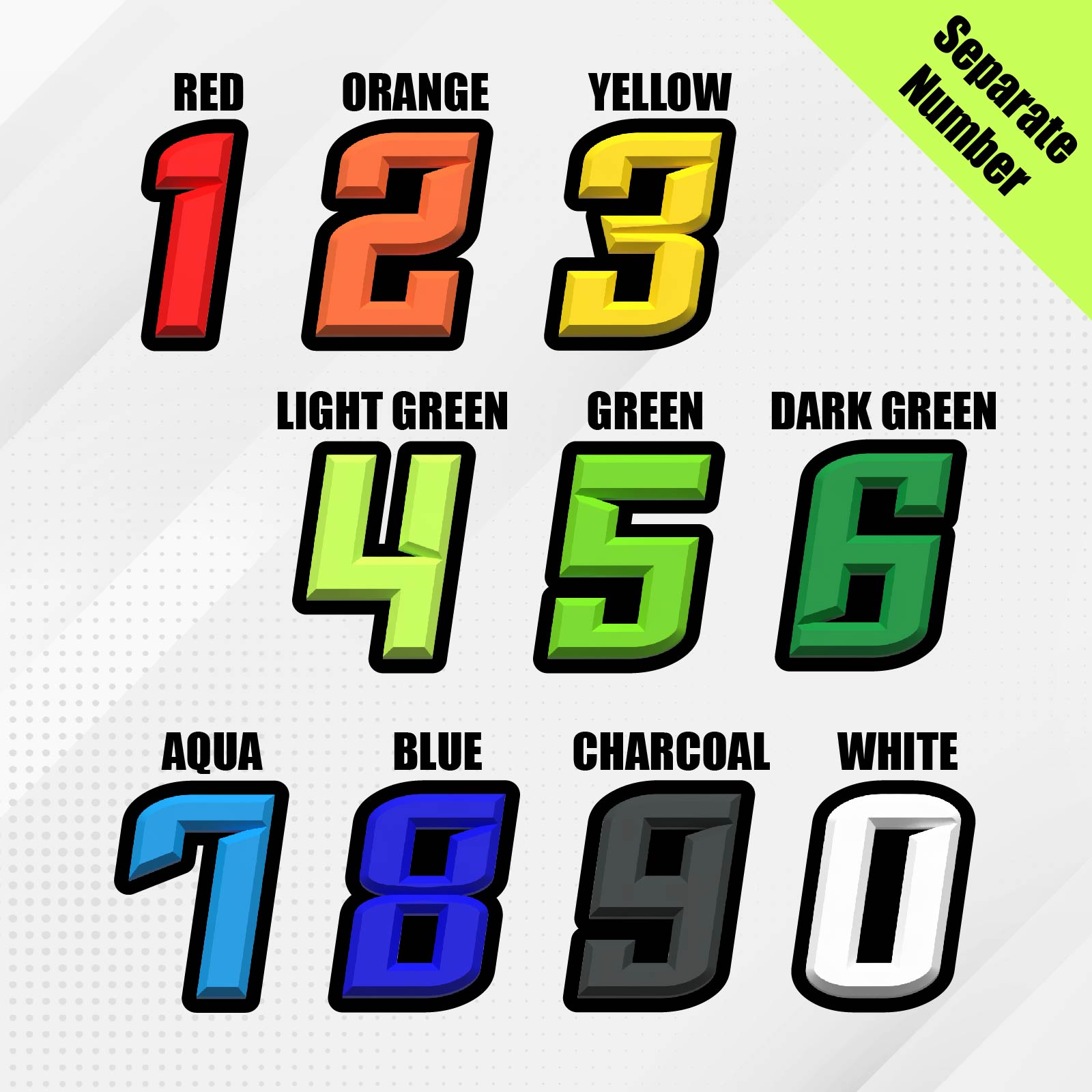 3pcs Racing Number Sticker Custom S03 For R1250GS R1200GS MT-09 ZX